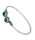 Adjustable Partywear Collection Silvertone Oxidised Aqua Stone Studded Kada Bracelet For Girls