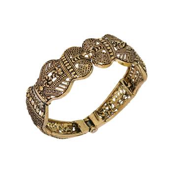 Partywear Goldtone Oxidised Adjustable Kada Bracelet For Girls 1