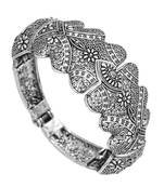 Partywear Collection Of Flower Inspired Silver Oxidised Adjustable Bracelet For Girls/Women