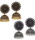 Oxidised Gold & Silver Plated Handmade Jhumka Jhumki Earrings