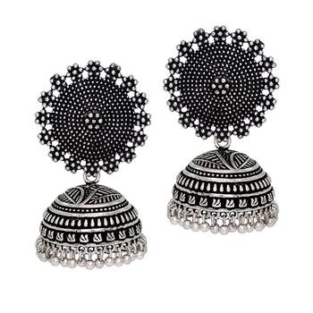 Oxidised Gold & Silver Plated Handmade Jhumka Jhumki Earrings 2
