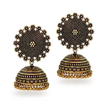 Oxidised Gold & Silver Plated Handmade Jhumka Jhumki Earrings 3