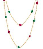 Maroon Green Beads Studded With Small Pearls In A Traditonal Indian Mala Chain