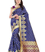 Blue banarasi art silk saree with blouse