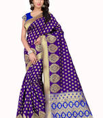 Purple banarasi art silk saree with blouse