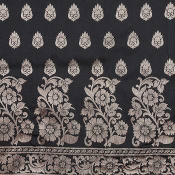 Black woven banarasi art silk saree with blouse 2