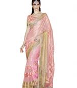 Pink embroidered Georgette saree with blouse