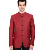 Indian Attire Ethnic Blended Maroon Indo-Western Bandgala (Indian Coat)  For Men