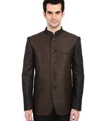 indian ATTIRE Ethnic Blended Brown Indo-Western Bandgala (Indian Coat)  For Men