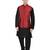 Indian Attire Blended Maroon Koti (Waistcoat) And Black Kurta Churidar For Men