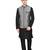 Indian Attire Blended Grey Koti (Waistcoat) And Black Kurta Churidar For Men