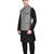 Indian Attire Blended Grey Koti (Waistcoat) And Black Kurta Churidar For Men