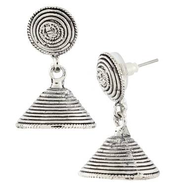 Dainty Indian Jaipur Oxidized German Silver Jhumki Earring for Women 3