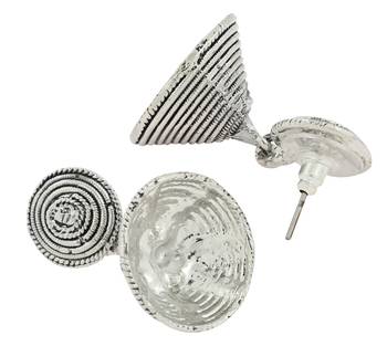 Dainty Indian Jaipur Oxidized German Silver Jhumki Earring for Women 4