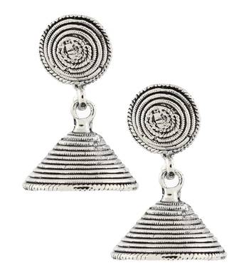 Dainty Indian Jaipur Oxidized German Silver Jhumki Earring for Women 5