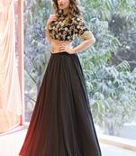  Black Synthetic Semi Stitched lehenga choli material with matching Synthetic Dupatta