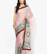 Peach woven saree with blouse