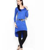 kukn124 IraSoleil Viscose Women Blue High Low Tunic