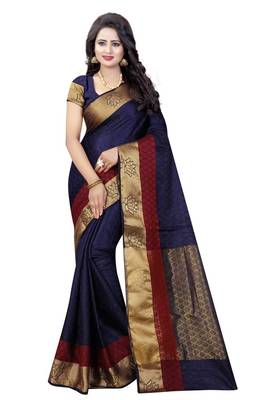 Nirja Creation Blue Color Fancy Partywear Banarasi Silk saree  1