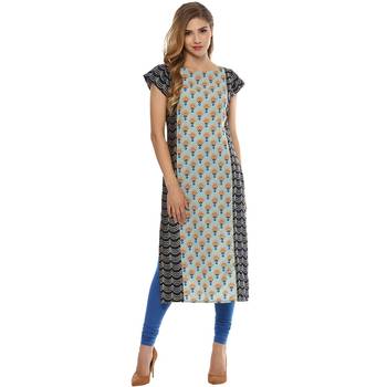 multicolor printed crepe stitched kurti 1