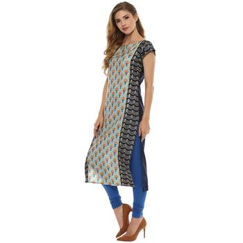 multicolor printed crepe stitched kurti 4
