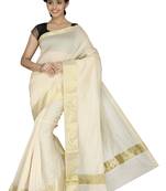 White plain cotton silk saree 