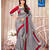 Grey & Red border Designer Silk Saree with blouse piece