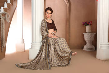 Multicolor printed satin saree with blouse 1