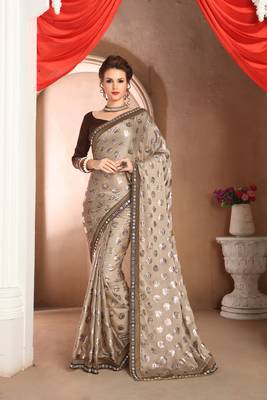 Multicolor printed satin saree with blouse 2