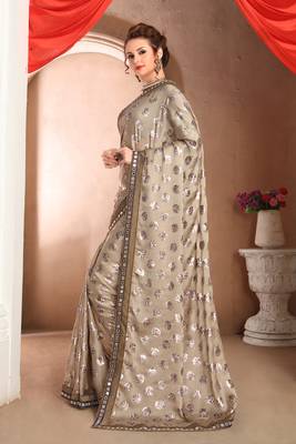 Multicolor printed satin saree with blouse 3