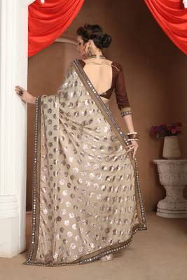 Multicolor printed satin saree with blouse 4
