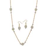 White color imitation pearl  and  glass stone puwai necklace with earrings