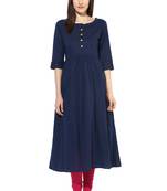 dark_navy_blue plain cotton stitched kurti