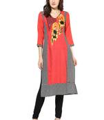 pink embroidered rayon stitched kurti