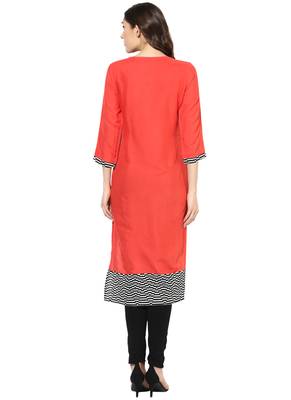 pink embroidered rayon stitched kurti 2