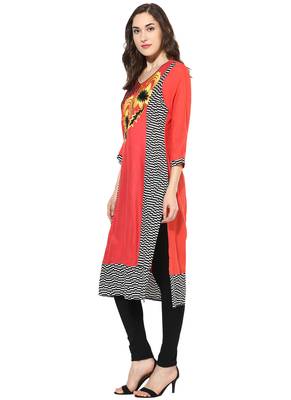 pink embroidered rayon stitched kurti 3
