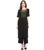 black plain georgette stitched kurti