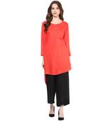 red plain rayon stitched kurti