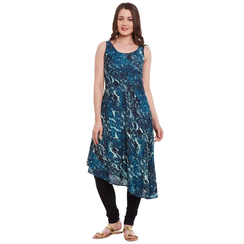 black printed rayon stitched kurti
