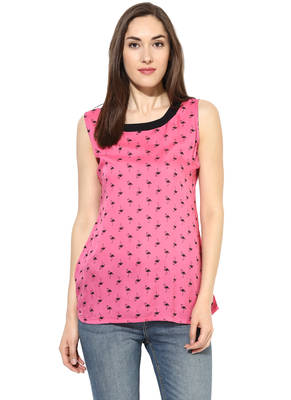 Pink printed Cotton stitched kurti 1