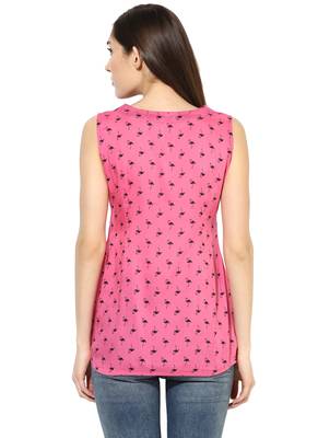 Pink printed Cotton stitched kurti 2