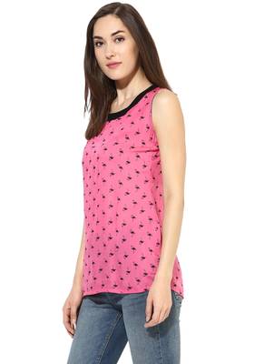 Pink printed Cotton stitched kurti 3