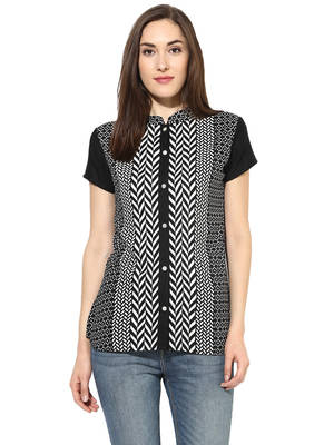 Black printed Rayon stitched kurti 1