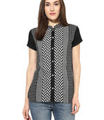 Black printed Rayon stitched kurti