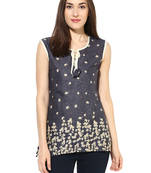Grey printed Rayon stitched kurti