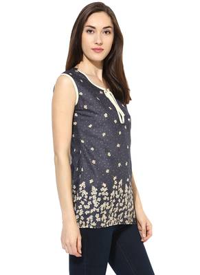 Grey printed Rayon stitched kurti 4