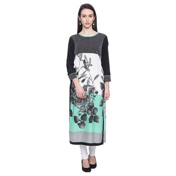 sea_green Printed rayon stitched kurti 1