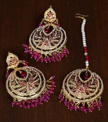 Maroon ruby Jadau danglers-drops 1