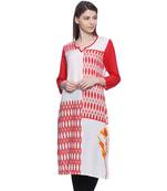 Red Printed rayon stitched kurti