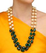 Semi Precious Onyx Tumble Stones And Shell Pearls Necklace